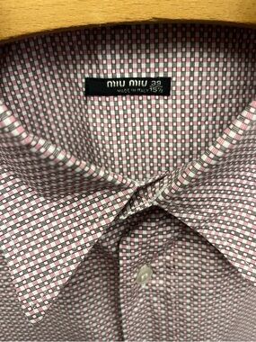 Miu Miu Italy Vintage Micro-Grid Dress Shirt - NWOT